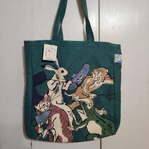 niko and ... Choju Jinbutsu Giga Kosanji Temple Japanese Canvas Tote Bag NWT